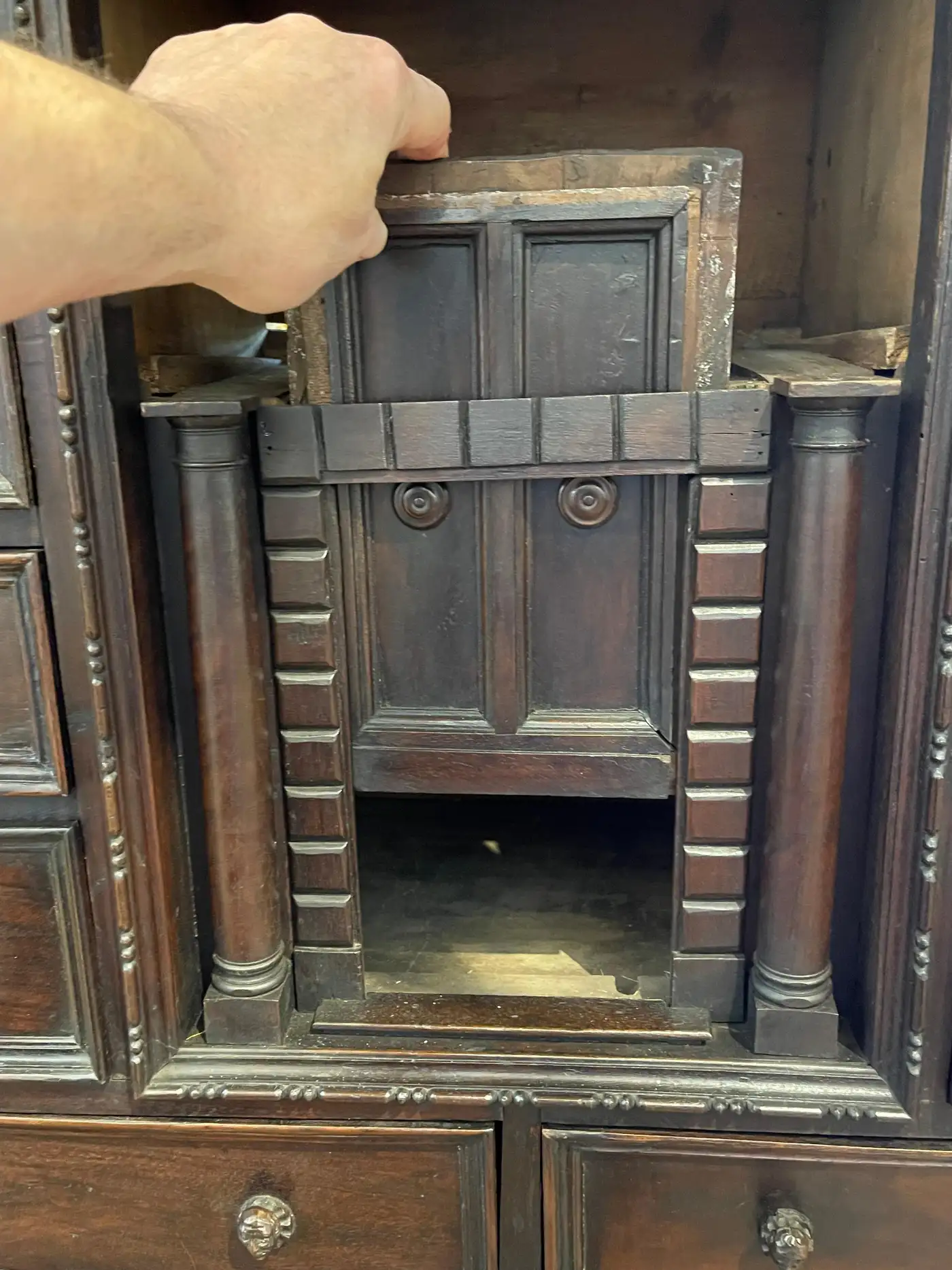 Italian Renaissance Walnut Collector's Cabinet or Vargueno - Image 7