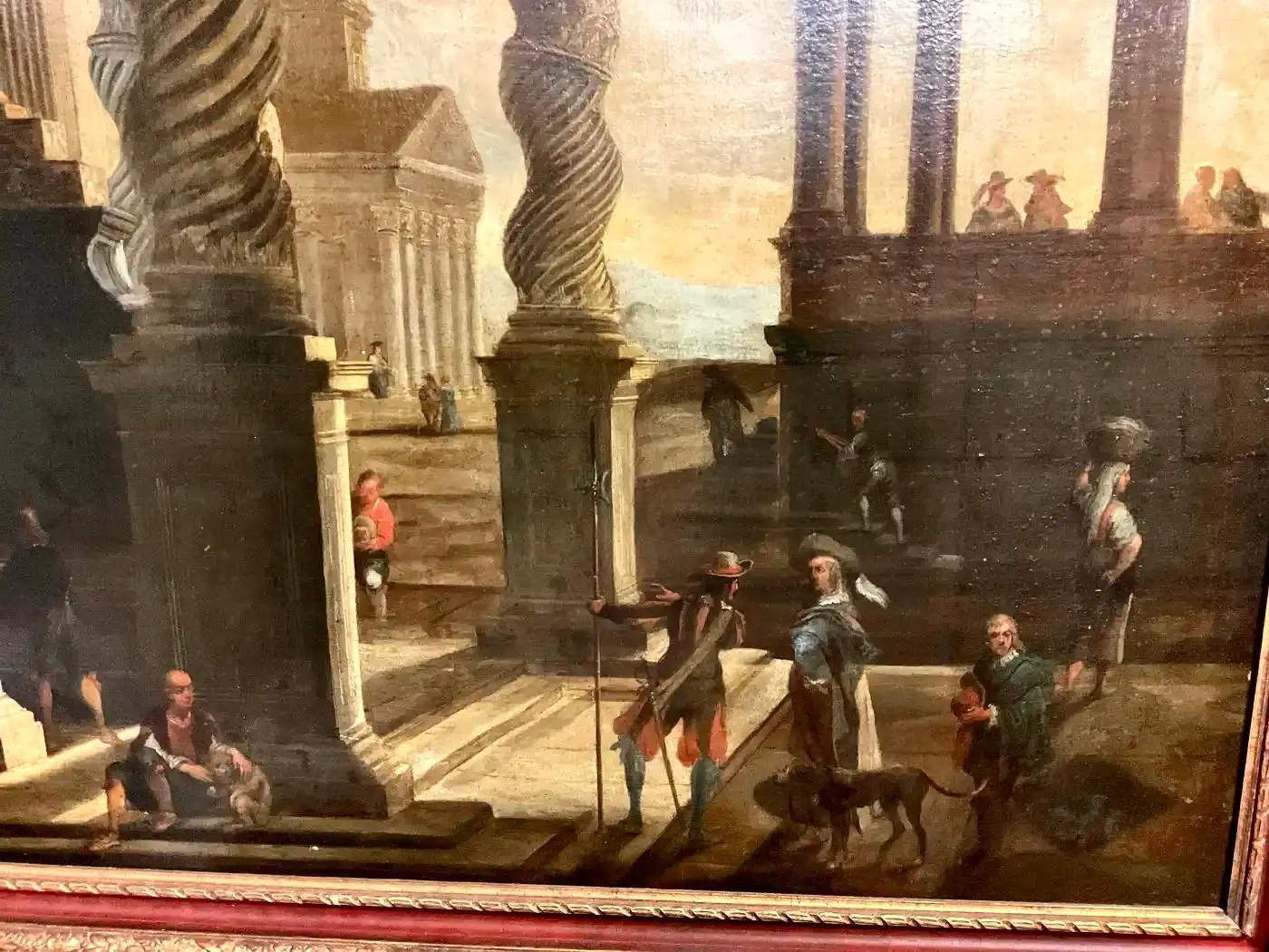 Pair of Large 17th Century Italian Capriccios of Ruins Follower of Codazzi - Image 4