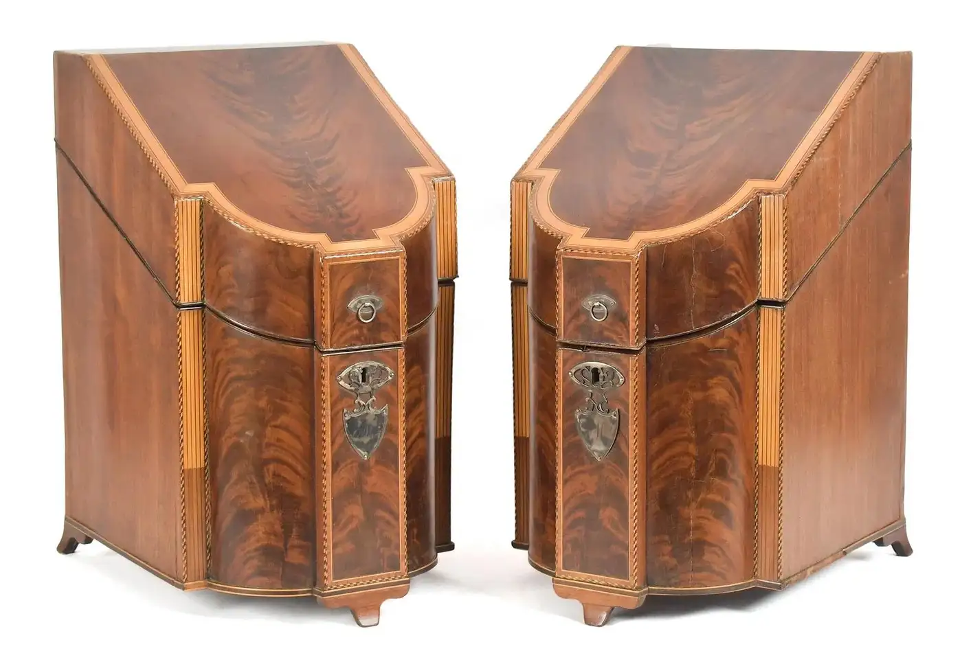 Pair of 18th Century George III Inlaid Mahogany Knife or Cutlery Boxes - Image 7