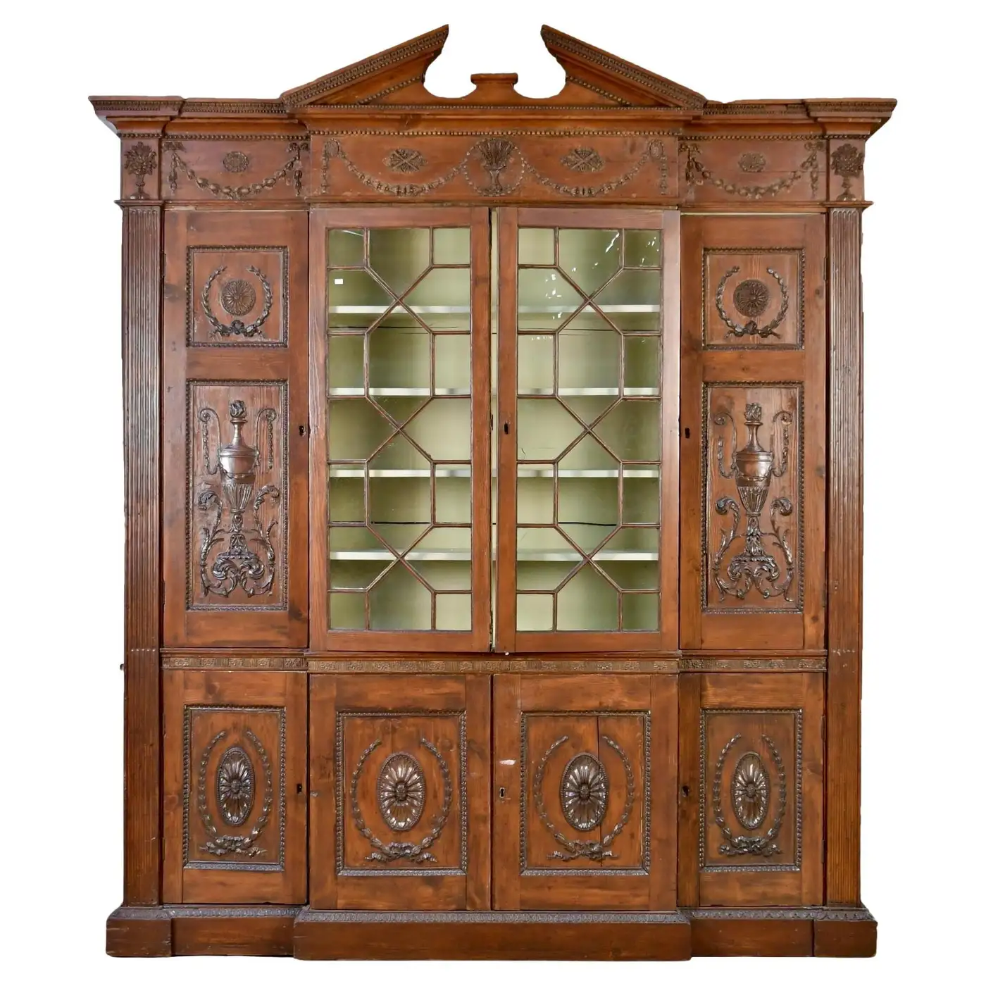 Early 19th Century English Pine Breakfront Cabinet