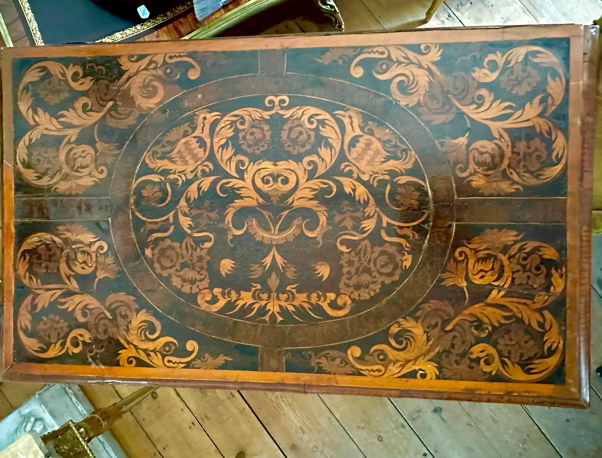 17th Century William and Mary Oyster Walnut and Seaweed Marquetry Chest on Stand - Image 6