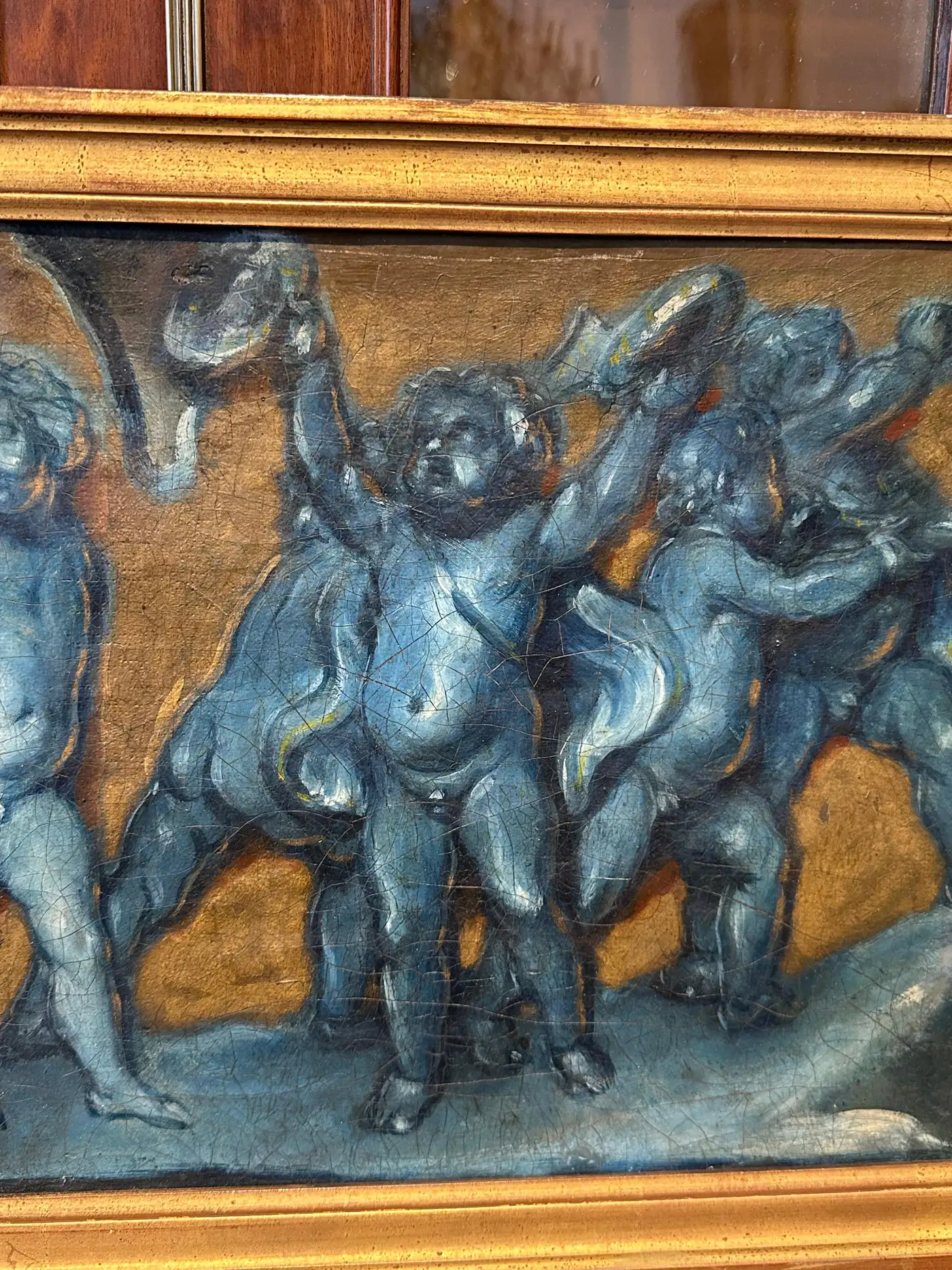 Three Early 19th Century Italian Grisaille Paintings of Putti - Image 7
