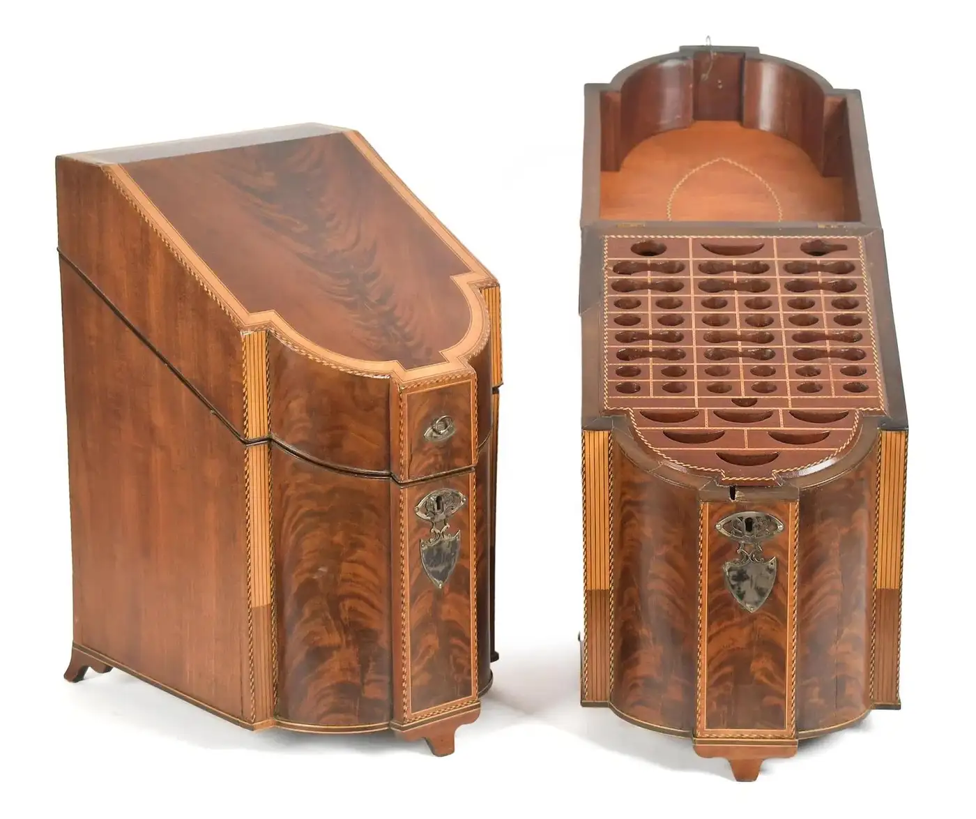Pair of 18th Century George III Inlaid Mahogany Knife or Cutlery Boxes - Image 12