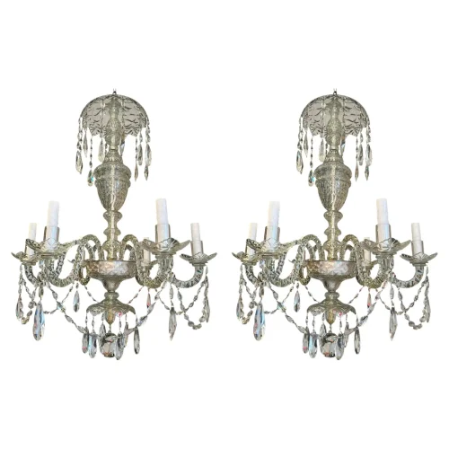 Pair of 19th Century Irish Georgian Crystal Chandeliers