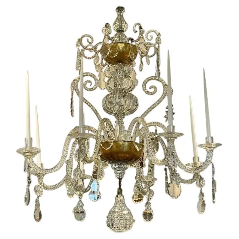 18th Century Italian Blown Glass Rococo Chandelier