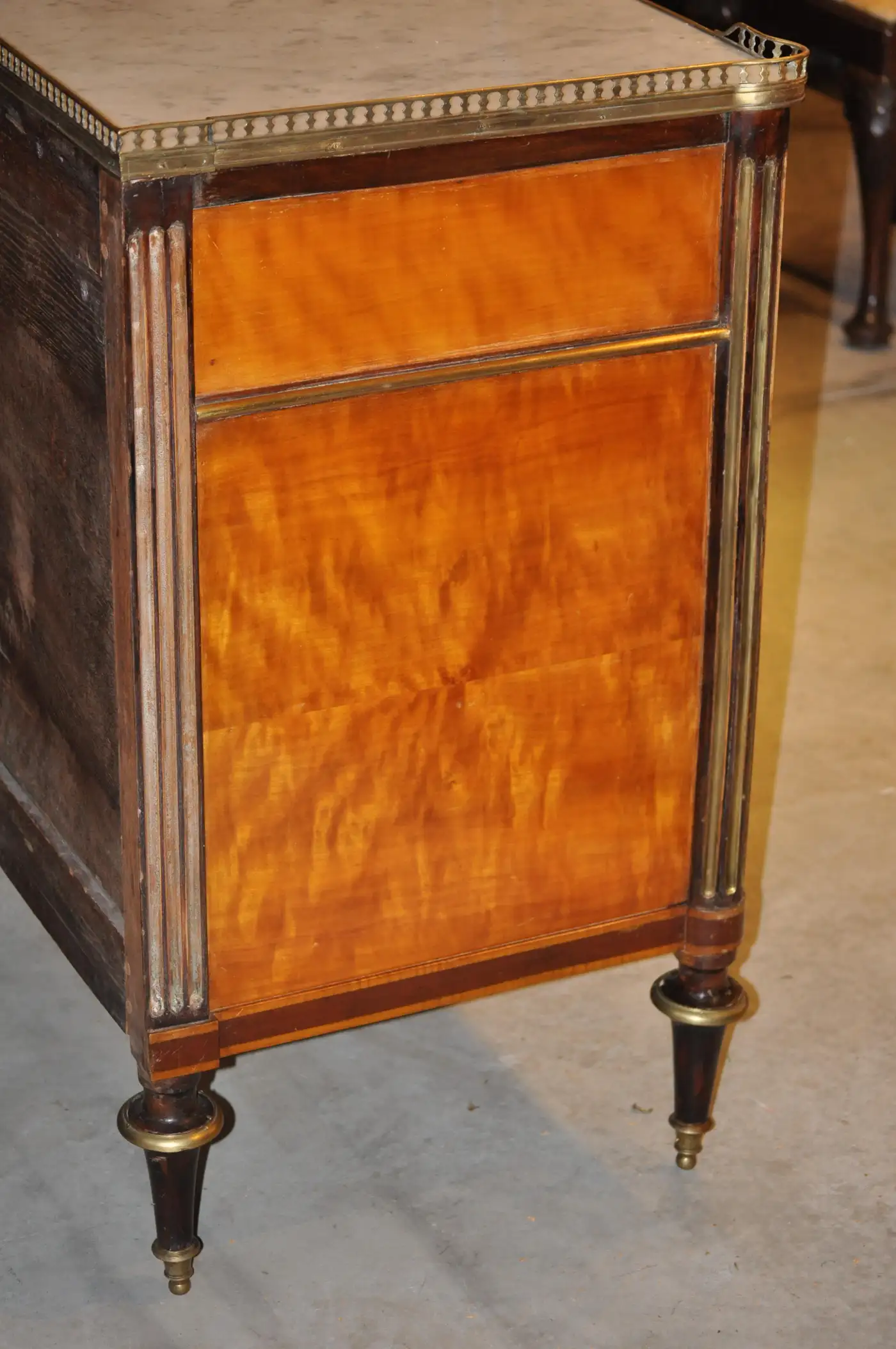 18th Century French Directoire Satinwood Mahogany Marble Top Commode - Image 6