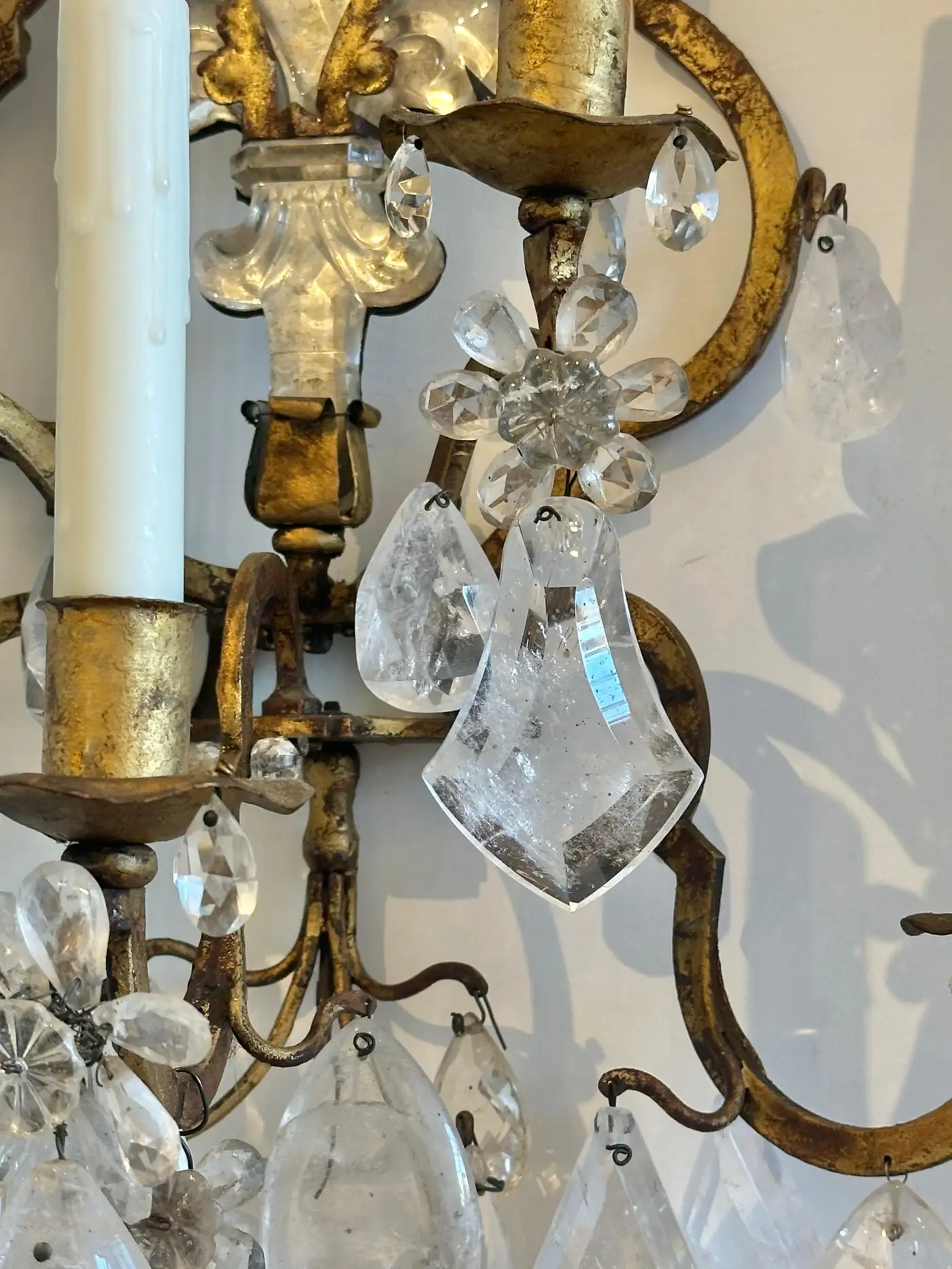 Pair of Early 20th Century French Rock Crystal Wall Sconces - Image 6