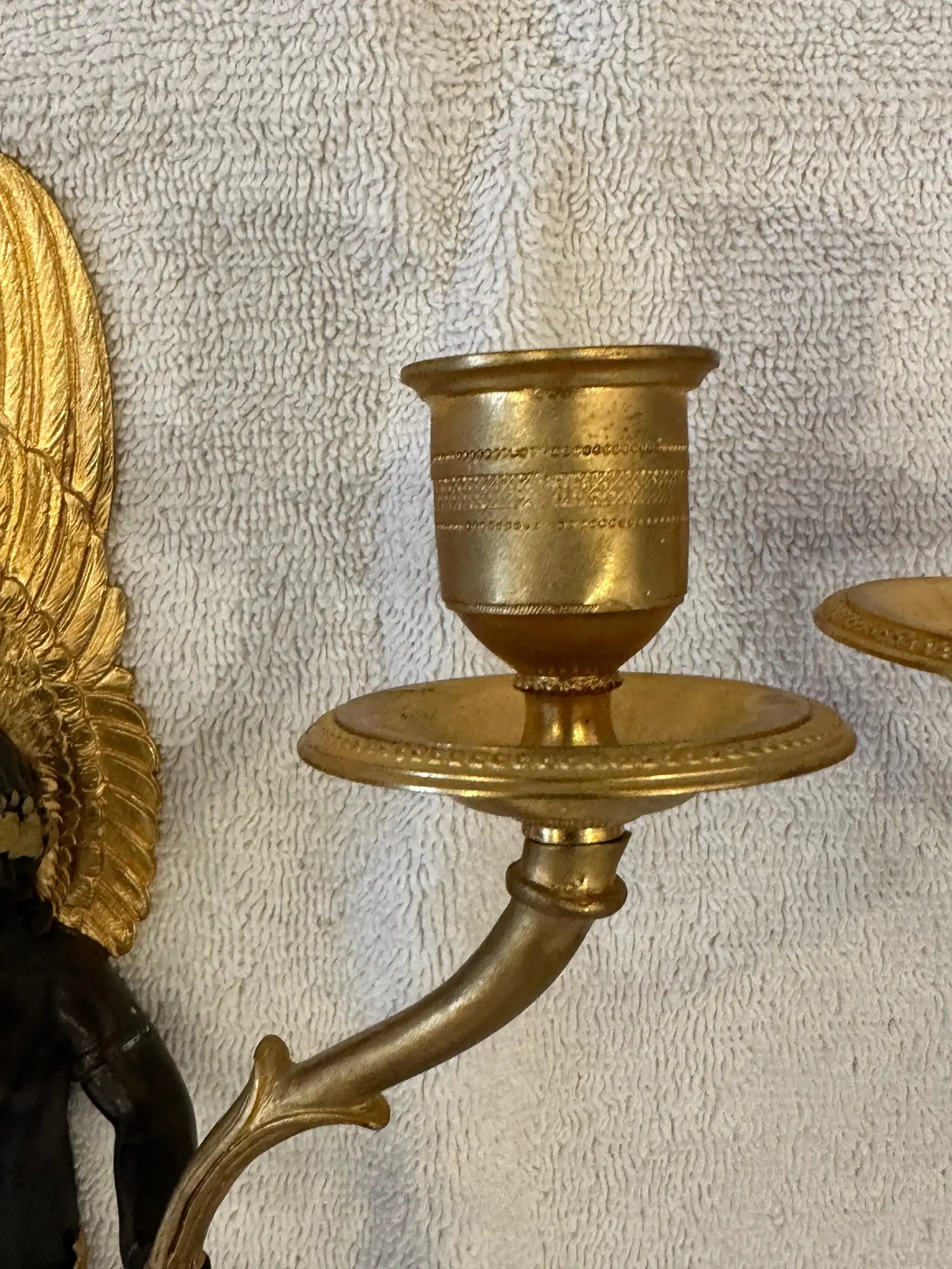 Four Empire Style Gilt and Patinated Bronze Cherub Sconces - Image 6