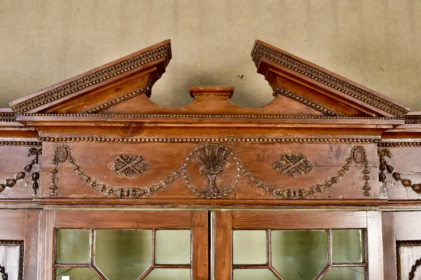 Early 19th Century English Pine Breakfront Cabinet - Image 7