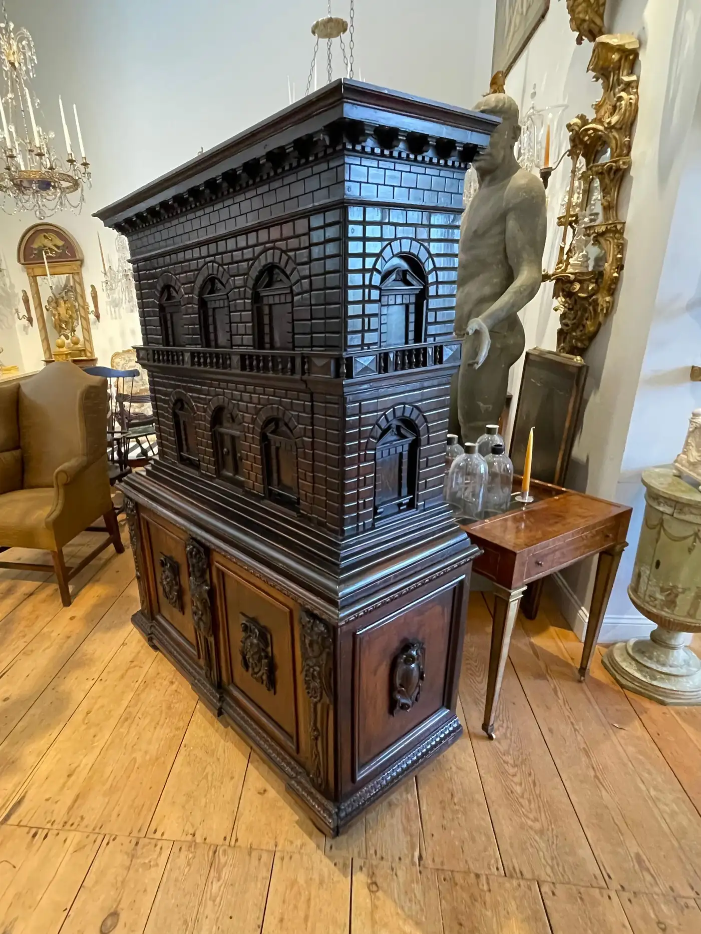 Italian Renaissance Walnut Collector's Cabinet or Vargueno - Image 3