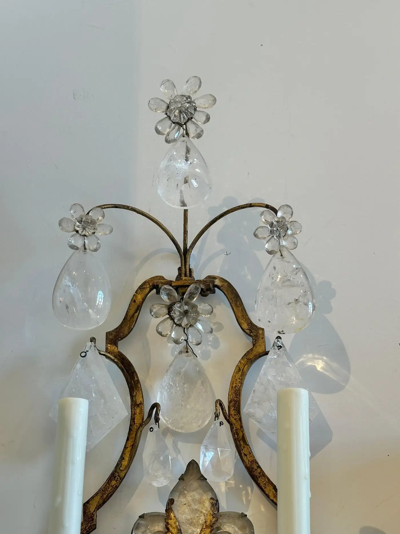 Pair of Early 20th Century French Rock Crystal Wall Sconces - Image 4