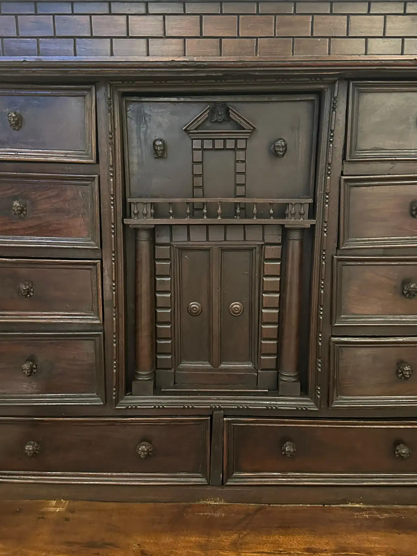 Italian Renaissance Walnut Collector's Cabinet or Vargueno - Image 10