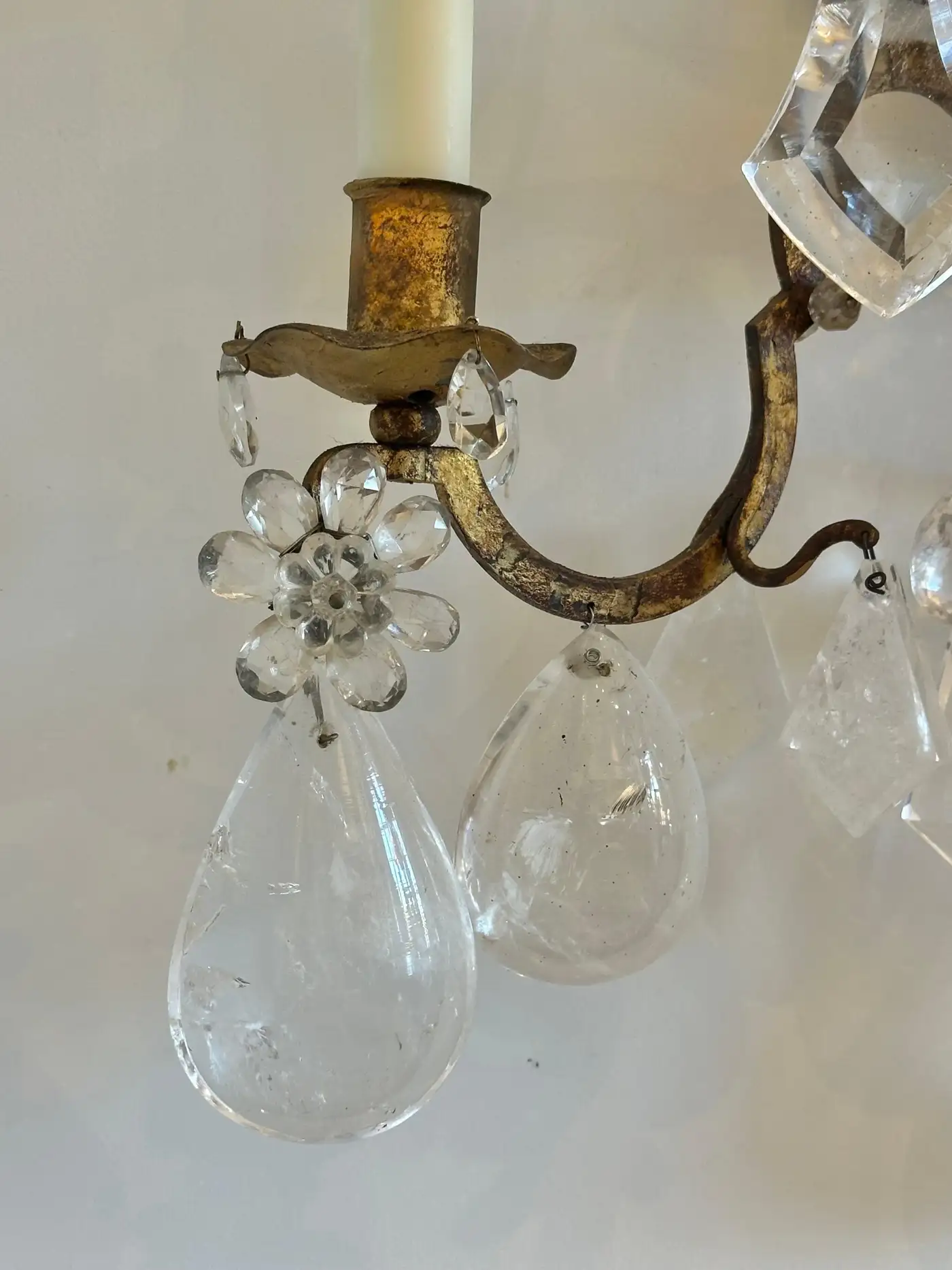 Pair of Early 20th Century French Rock Crystal Wall Sconces - Image 5